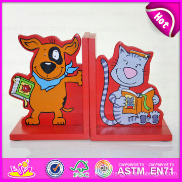 2015 New Product Newly Cute Wooden Bookend, Unique Wooden Bookend Wholesale, Promotion Toy Kid Bookend for Home Decoration W08d042